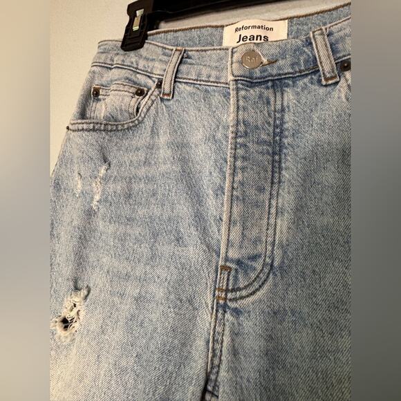 Reformation Serena Jeans High Rise Skinny Distressed Montego Wash 27 - Picture 7 of 8